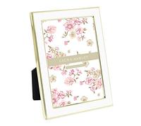 Laura Ashley Cornice per foto smaltata bianca, bordo in metallo dorato con cavalletto, per piano di lavoro, bancone, espositore da tavolo, libreria, scrivania, decorazione da parete, galleria