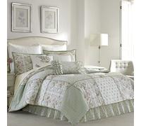 Laura Ashley - Full Comforter Set, Reversible Cotton Bedding with Matching Shams & Bedskirt, Stylish Home Decor for All Seasons (Harper Sage, Full)