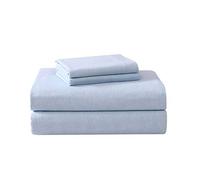Laura Ashley Home - Lenzuola Queen, Set di biancheria da letto in flanella di cotone, spazzolato per una maggiore morbidezza e comfort (blu, regina)