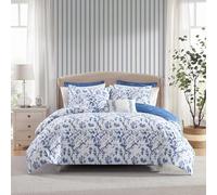 Laura Ashley Home Luxury - Set di biancheria da letto ultra morbido, per tutte le stagioni, 7 pezzi, design elegante e delicato per la decorazione della casa, colore: Blu