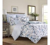 Laura Ashley Home - Set copripiumino per letto matrimoniale, in cotone reversibile con federa coordinata, decorazione per la casa leggera per tutte le stagioni (Chloe Blue, Twin)