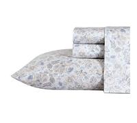 Laura Ashley Home - Set di biancheria da letto king size, in morbido rasatello di cotone, decorazione per la casa elegante, liscia e traspirante (grigio quartetto, 4 pezzi, king size)