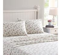 Laura Ashley Sheets Set di Lenzuola in Flanella di Cotone, Audrey Rosa/Crema, Coppia