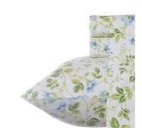 Laura Ashley Home Set di lenzuola in rasatello collezione - 100% cotone, liscio e luminoso setoso, biancheria da letto resistente alle pieghe, regina, pervinca fioritura primaverile