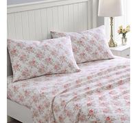 Laura Ashley Home - Set di lenzuola king size, flanella di cotone, spazzolato per una maggiore morbidezza e comfort (Lisalee, King)