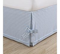 Laura Ashley Home, Vestiletto in cotone con increspature, leggero e in stile classico, singolo, colore: blu Hedy