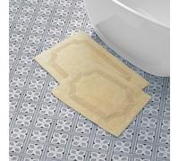 Laura Ashley LAYMB005964 Reversibile Tappetino da Bagno in Cotone, 43,2 x 61 cm Aqua, Yellow, 2-Piece Set