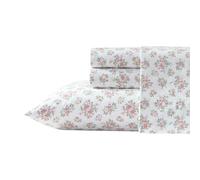 Laura Ashley - Lenzuola, biancheria da letto in percalle di cotone con federe abbinate, croccanti e traspiranti, tasca profonda, completamente elasticizzata (Leanna rosa rosa, king size)