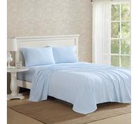 Laura Ashley - Lenzuola complete, lenzuola in percalle di cotone fresco e fresco con federe abbinate, set di biancheria da letto leggero, certificato Oeko-Tex (Maeve Blue)