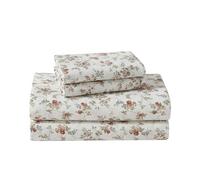 Laura Ashley - Lenzuola doppie, flanella di cotone, spazzolato per una maggiore morbidezza e comfort (Le Fleur Orange, Twin)