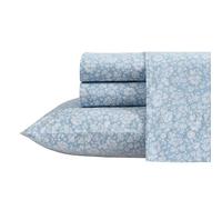 Laura Ashley - Lenzuola doppie, set di biancheria da letto in percalle di cotone, leggero e traspirante, decorazione per la casa (Heirloom Ditzy Blue, Twin)
