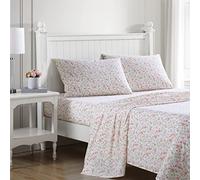 Laura Ashley - Lenzuola doppie, set di biancheria da letto in percalle di cotone, leggero e traspirante, decorazione per la casa, elementi essenziali per la camera da letto (rosa Norella, doppio)