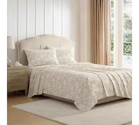 Laura Ashley - Lenzuola per letto matrimoniale, lenzuola in percalle di cotone fresco e fresco con federe abbinate, set di biancheria da letto leggero, certificato Oeko-Tex (marrone Meredith)