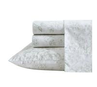 Laura Ashley - Lenzuola Queen Size, set di biancheria da letto in percalle di cotone, leggero e traspirante, decorazione per la casa (Toile Delight Green, Queen)