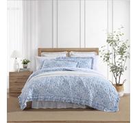 Laura Ashley - Quilt Set, Super Soft Bedding with Matching Sham, Casual Home Decor (Quartet Ruffled Blue, Twin)