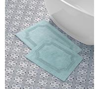 Laura Ashley Reversible Cotton Bath Mat Tappetino da Bagno Reversibile in Cotone, Acqua, 51 x 81 cm (Rectangular)