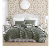 Laura Ashley - Set copripiumino king size, in velluto tinta unita, reversibile, decorazione per la casa per tutte le stagioni, con federe e federa per cuscino (punto diamante verde scuro, king size)