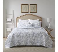Laura Ashley Set biancheria letto matrimoniale cotone reversibile tutte le stagioni Blu Ambra Queen