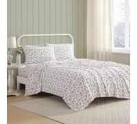 Laura Ashley - Set di biancheria da letto matrimoniale in flanella di cotone con federe abbinate, spazzolato per una maggiore morbidezza, tasca profonda, certificato Oeko-Tex (rosso lampone brillante)