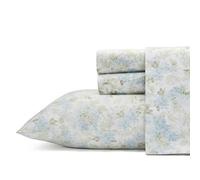 Laura Ashley - Set di biancheria da letto queen size, morbido rasatello di cotone - elegante, liscio e traspirante, decorazione per la casa (Rena Teal, Queen)