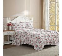 Laura Ashley - Set di lenzuola per letto king size, morbide lenzuola in rasatello di cotone naturalmente liscio e setoso, leggero al tatto - federe e lenzuolo con angoli abbinati (Bettinas Blooms Red)