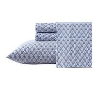 Laura Ashley - Set di lenzuola per letto queen size, in morbido rasatello di cotone - elegante, liscio e traspirante (blu rosemario, regina)
