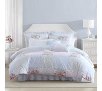 Laura Ashley Set piumone, fantasia patchwork blu, include 1 piumone, 2 federe, 2 federe per cuscini, biancheria da letto super morbida