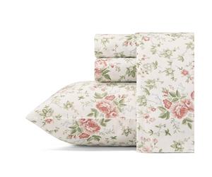 Laura Ashley Sheets Set di Biancheria da Letto in Morbido Rasatello di Cotone, Elegante, Liscio e Traspirante, Decorazione per la casa, Lilian Coral, Queen