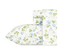 Laura Ashley Sheets Set di Biancheria da Letto in Morbido Rasatello in Cotone, Elegante, Liscio e Traspirante, Fiore di Fiori di Campo Primavera, King, 4 unità
