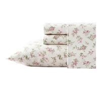 Laura Ashley Sheets Set di Lenzuola in Flanella di Cotone, Audrey Rosa/Crema, King