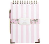 Laura Ashley Steno Notebook - Taccuino Steno con rilegatura a spirale, 15 x 20 cm, con penna o senza penna, dimensioni 15,2 x 20,3 cm, a righe rosa con penna
