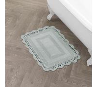 Laura Ashley Tappetino da bagno assorbente reversibile all'uncinetto, morbido e felpato, 100% cotone, 43 x 61 cm, colore: verde salvia