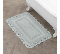 Laura Ashley Tappetino da bagno assorbente reversibile all'uncinetto, morbido e felpato, 100% cotone, 61 x 101 cm, colore: verde salvia