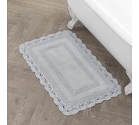 Laura Ashley Cotton XL Crochet Tappeti tappetini da Bagno, Cotone, Grigio Chiaro, 53 x 86 cm (Runner)
