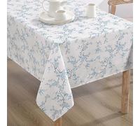 Laura Ashley Tovaglia decorativa, resistente alle pieghe e alle macchie, a prova di fuoriuscite, impermeabile, facile da pulire, lavabile, in poliestere, 152,4 x 304,8 cm, motivo floreale orientale