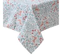 Laura Ashley Tovaglia decorativa, resistente alle pieghe e alle macchie, a prova di fuoriuscite, impermeabile, facile da pulire, lavabile, tessuto in poliestere, 152 x 213 cm, motivo: renna al trotto