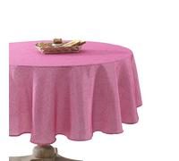 Laura Ashley Tovaglia decorativa, resistente alle pieghe e alle macchie, impermeabile, facile da pulire, lavabile, tessuto in poliestere per cene, cucina, vacanze e feste, 177,8 cm, rotonda, magenta