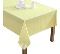 Laura Ashley Tovaglia decorativa, resistente alle pieghe e alle macchie, impermeabile, facile da pulire, tessuto in poliestere lavabile, per cene, cucina, vacanze e feste, 152,4 x 213,4 cm, giallo