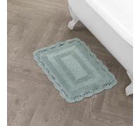 Laura Ashley Uncinetto Cotone 24 x 40 Tappeto da Bagno, Bianco, Aqua, 17x24 inch