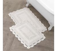 Laura Ashley Uncinetto Cotone 24 x 40 Tappeto da Bagno, Bianco, Ivory, 17x24/21x34 in.