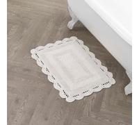 Laura Ashley Uncinetto Cotone 24 x 40 Tappeto da Bagno, Bianco, Ivory, 17x24 inch