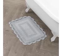 Laura Ashley Uncinetto Cotone 24 x 40 Tappeto da Bagno, Bianco, Light Grey, 17x24 inch