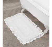 Laura Ashley Uncinetto Cotone 24 x 40 Tappeto da Bagno, Bianco, White, 24x40 in.