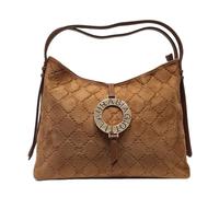 Laura Biagiotti Borsa a Spalla Linea Ostar, Pelle Sintetica Alcantara, Dimensioni 36x27,5x10 cm, Accessori Oro Art.LB26S-257-1 (CUOIO)