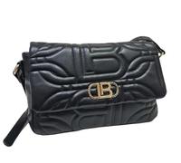 Laura Biagiotti Borsa Donna a Tracolla Linea Dillion, Ecopelle Trapuntata con Logo LB, Dimensioni 29x16x9 cm, Accessori Colore Oro Art. LB25S-254-3 (NERO)