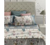 Laura Biagiotti Completo letto 2 piazze maxi lenzuoli + federe modello Granelle blu 100% percalle di cotone