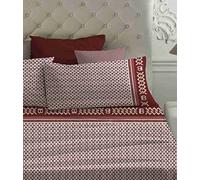 Laura Biagiotti - Completo letto Lenzuola Matrimoniale Maxi in Percalle di Cotone, Lenzuola Matrimoniali Due Piazze Con Sotto e Federe Bromelia Bordeaux
