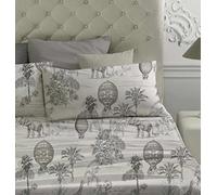 Laura Biagiotti - Completo letto Lenzuola Matrimoniale Maxi in Percalle di Cotone, Lenzuola Matrimoniali Due Piazze Con Sotto e Federe Felci Tortora