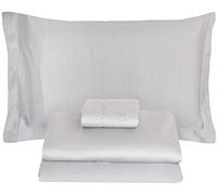 Laura Biagiotti Completo Letto Matrimoniale Artemisia Lenzuola Due Piazze Maxi 100% Puro Raso di Cotone con Orlo a Giorno 2 Federe + sopra + sotto con Angoli (Grigio)