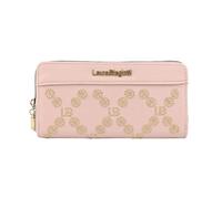 Laura Biagiotti Portafoglio Donna Grande con Zip in Ecopelle PU, Design con Borchie e Logo Oro, Molti Scomparti e Scatola Regalo, Rosa